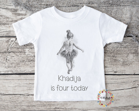 Personalised Happy Birthday Ballerina Tshirt