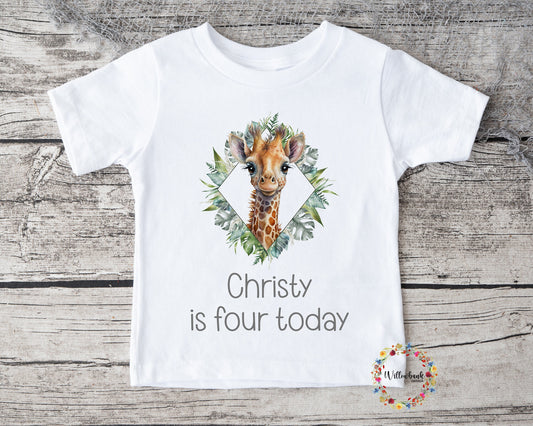 Personalised Happy Birthday Safari Animal Tshirt l First Birthday l Kids Birthday l Party Outfit l Custom Name l Jungle l Elephant l Zebra