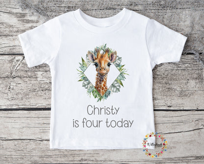 Personalised Happy Birthday Safari Animal Tshirt