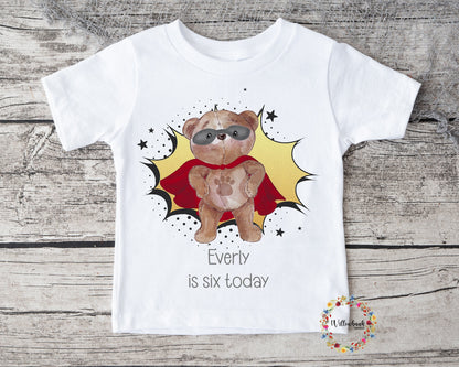 Personalised Happy Birthday Teddy Bear Super Ted Tshirt